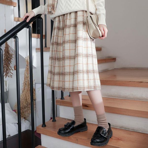 high waist vintage plaid midi skirts saia mori girl cute pleated skirts lolita autumn winter women skirt, Black
high waist vintage plaid midi skirts saia mori girl cute pleated skirts lolita autumn winter women skirt, Black