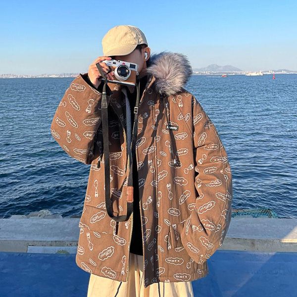 men's down & parkas cotton-padded clothes 2021 autumn winter work thickened loose casual youth wear, Black
men's down & parkas cotton-padded clothes 2021 autumn winter work thickened loose casual youth wear, Black