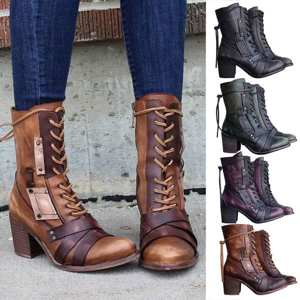 boots retro comfortable lace-up with thick heels pu leather pointed toe women jl, Black
boots retro comfortable lace-up with thick heels pu leather pointed toe women jl, Black