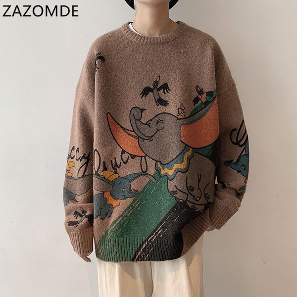 cartoon elephant print crew neck sweater men and women high street pullover knitted sweaters oversize casual c1222, Black
cartoon elephant print crew neck sweater men and women high street pullover knitted sweaters oversize casual c1222, Black