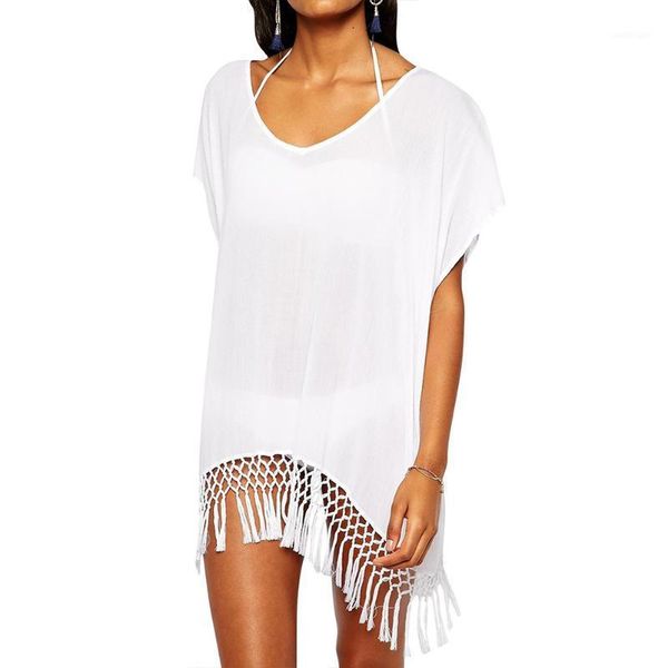 women's swimwear women beach cover up knitted crew neck polyester summer fashion swim long bikini smock1, White;black
women's swimwear women beach cover up knitted crew neck polyester summer fashion swim long bikini smock1, White;black