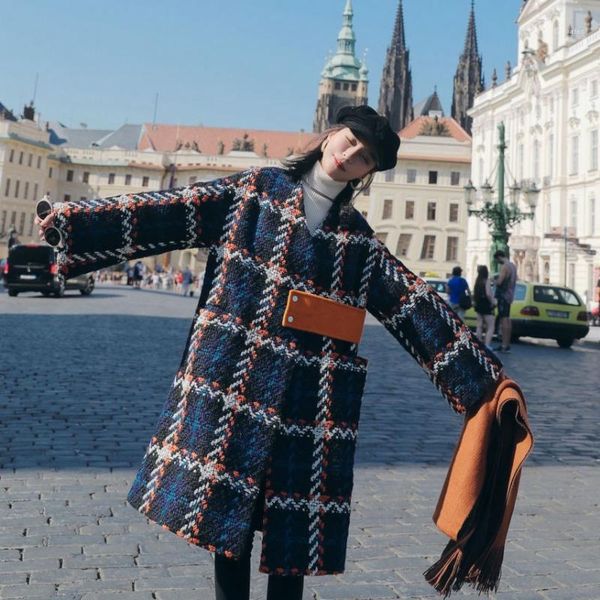 bella philosophy vintage tweed long coat thicken warm winter jacket female lattice plaid long woolen overcoat street outwears1, Black
bella philosophy vintage tweed long coat thicken warm winter jacket female lattice plaid long woolen overcoat street outwears1, Black