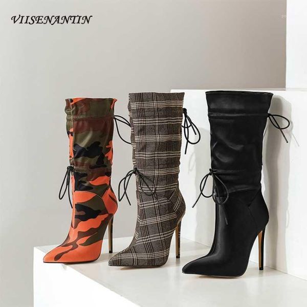 boots trendy women autumn and winter super high-heeled knight pointed toe contrast camouflage drawstring strap mid-tube boots1, Black
boots trendy women autumn and winter super high-heeled knight pointed toe contrast camouflage drawstring strap mid-tube boots1, Black
