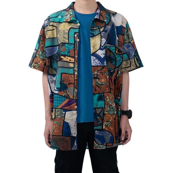 vintage men summer print shirt leaves geometricl pattern turn-down collar short sleeve pocket button casual holiday shirt top, White;black
vintage men summer print shirt leaves geometricl pattern turn-down collar short sleeve pocket button casual holiday shirt top, White;black