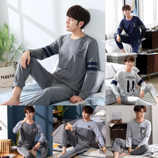 2020 pure cotton pajamas for men autumn winter men's homewear fall clothing sleepwear with trousers casual home two-piece q1216, Black;white
2020 pure cotton pajamas for men autumn winter men's homewear fall clothing sleepwear with trousers casual home two-piece q1216, Black;white