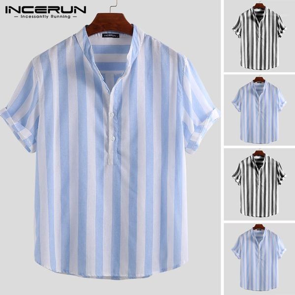2020 men striped shirt stand collar summer short sleeve loose casual leisure shirts men harajuku cotton camisa masculina incerun1, White;black
2020 men striped shirt stand collar summer short sleeve loose casual leisure shirts men harajuku cotton camisa masculina incerun1, White;black