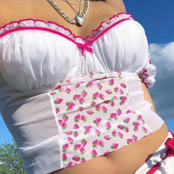 fashion style contrast butterfly net stitching small flower close fitting vest women's tight suspender short top, White
fashion style contrast butterfly net stitching small flower close fitting vest women's tight suspender short top, White
