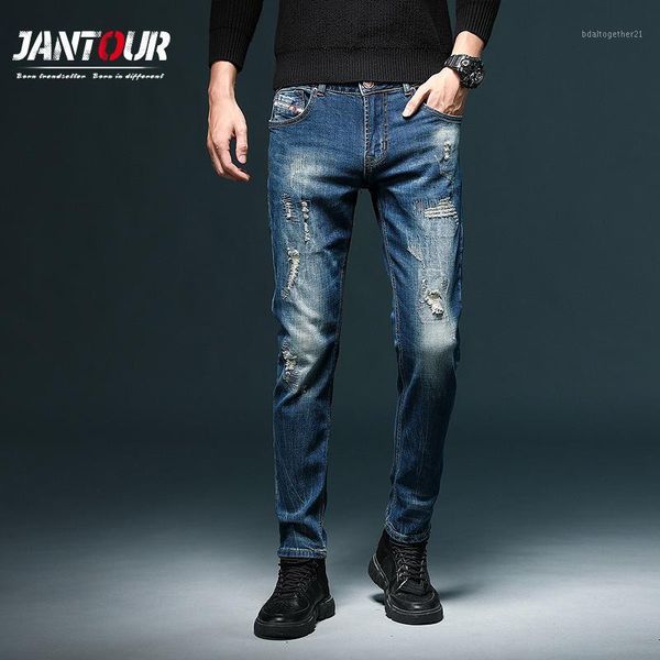men's jeans fashion mens retro design slim fit denim ripped pants brand clothing nostalgia color biker1, Blue
men's jeans fashion mens retro design slim fit denim ripped pants brand clothing nostalgia color biker1, Blue
