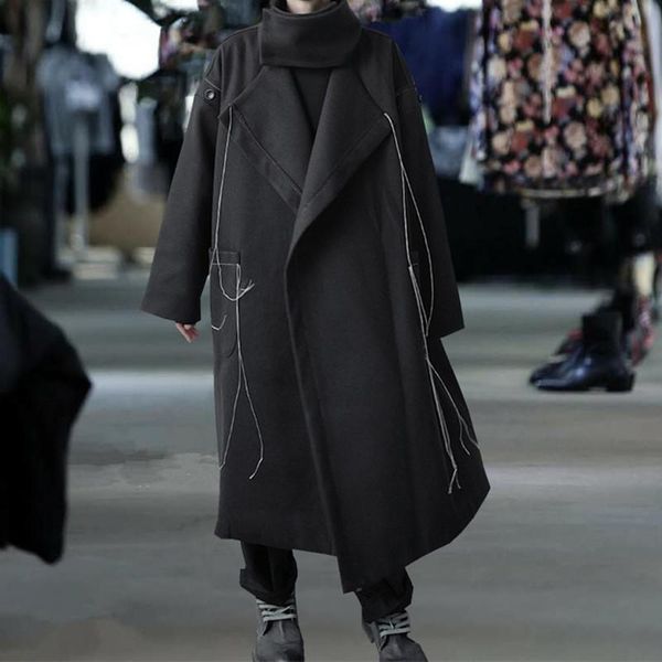 men's wool & blends 2021 autumn/winter dark coat in large size medium long trench for men trend loose, Black
men's wool & blends 2021 autumn/winter dark coat in large size medium long trench for men trend loose, Black