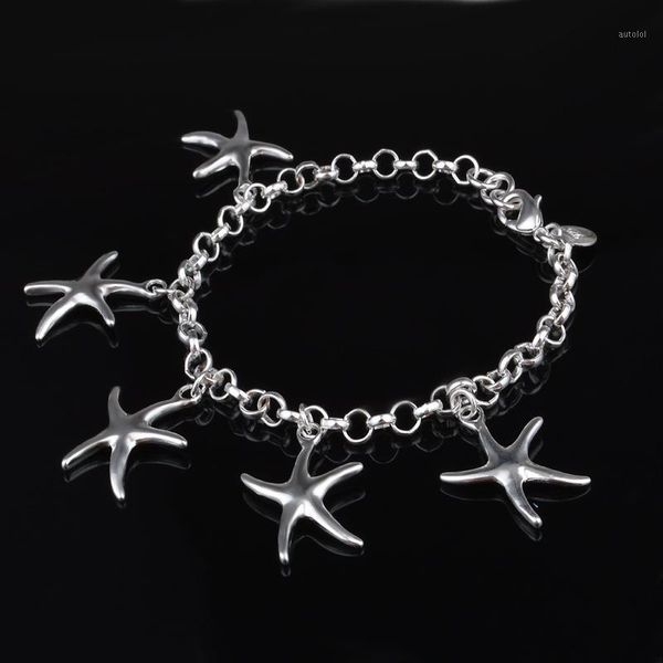 new silver bracelet simple fashionable smart starfish pendant women resale jewelry chain1, Golden;silver
new silver bracelet simple fashionable smart starfish pendant women resale jewelry chain1, Golden;silver