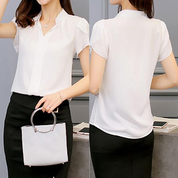 women's blouses & shirts women and white blue chiffon office career v neck fashion casual short sleeve femme blusa
women's blouses & shirts women and white blue chiffon office career v neck fashion casual short sleeve femme blusa