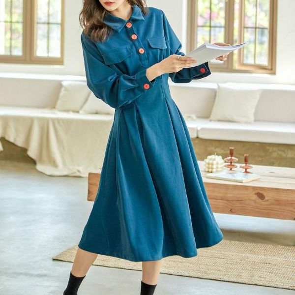 a-line dresses for women 2021 spring autumn long sleeve mid-calf empire turn-down collar shirt dress blue color korean fashion, Black;gray
a-line dresses for women 2021 spring autumn long sleeve mid-calf empire turn-down collar shirt dress blue color korean fashion, Black;gray