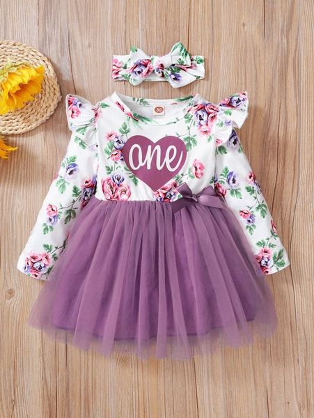 baby letter & floral print bow front mesh overlay dress with headband she, Red;yellow
baby letter & floral print bow front mesh overlay dress with headband she, Red;yellow