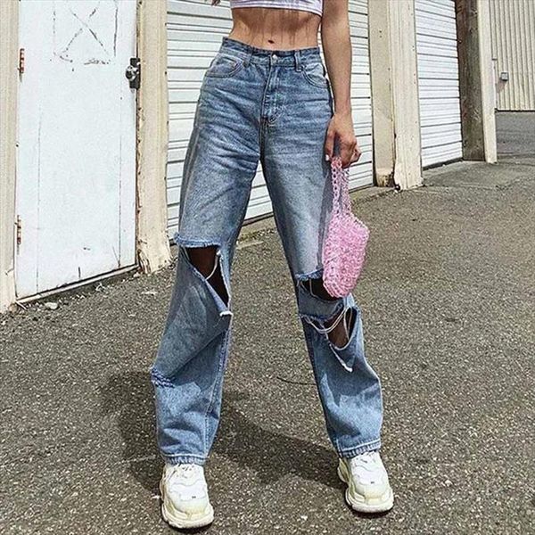 new style high waist ripped jeans hip hop women pants autumn and winter baggy wide leg jean streetwear trousers, Blue
new style high waist ripped jeans hip hop women pants autumn and winter baggy wide leg jean streetwear trousers, Blue