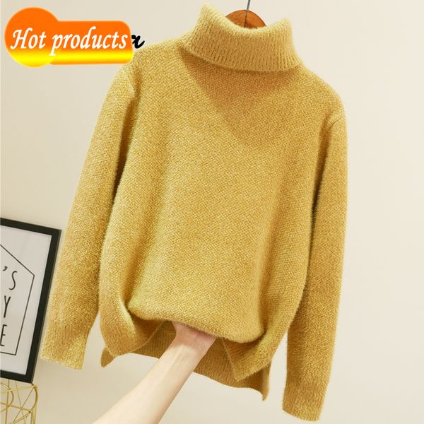 female autumn 2020 winter knitting vintage solid color sweater thick white turtleneck for woman mke7, White;black
female autumn 2020 winter knitting vintage solid color sweater thick white turtleneck for woman mke7, White;black