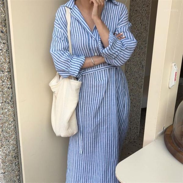 new 2020 summer women shirt dress striped lapel single-breasted lace up loose cotton and linen casual dress dr22681, Black;gray
new 2020 summer women shirt dress striped lapel single-breasted lace up loose cotton and linen casual dress dr22681, Black;gray