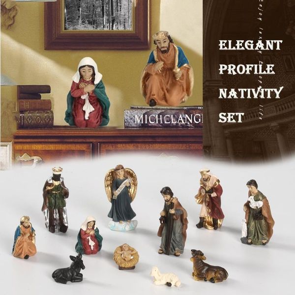 Elegant Profile Nativity Set Christmas Home Decoration Holiday Gift Includes Holy Family Resin Decorative Figures Toys
Elegant Profile Nativity Set Christmas Home Decoration Holiday Gift Includes Holy Family Resin Decorative Figures Toys