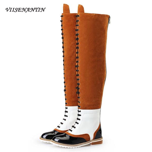 boots winter flat over the knee ladies lace stitching women's real leather personality motorcycle, Black
boots winter flat over the knee ladies lace stitching women's real leather personality motorcycle, Black