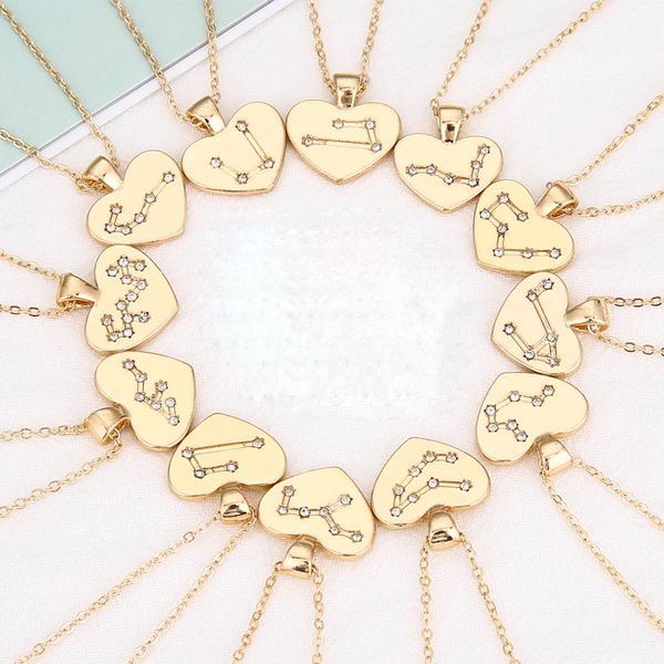 love heart shaped pendant fashion zodiac necklace twelve constellations charms necklace for women men fashion clavicle chain jewelry gifts, Silver
love heart shaped pendant fashion zodiac necklace twelve constellations charms necklace for women men fashion clavicle chain jewelry gifts, Silver