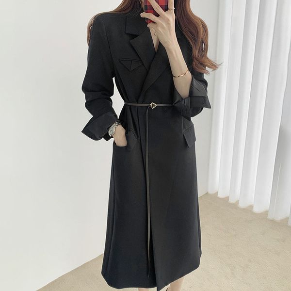 2021 New Moda Coreana Roupas Femininas Britnico Lapela Solta Na Altura Do Joelho Windbreaker Elegante Cinto Trench Jacket Outono Casaco V4CF, Black;brown
2021 New Moda Coreana Roupas Femininas Britnico Lapela Solta Na Altura Do Joelho Windbreaker Elegante Cinto Trench Jacket Outono Casaco V4CF, Black;brown