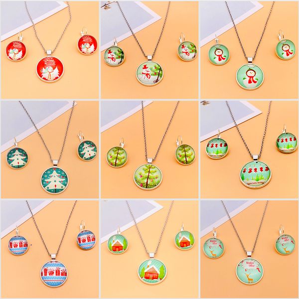 elk christmas tree snowflake bell santa claus necklace earrings set glass cabochon time gem pendant for women jewelry gifts, Silver
elk christmas tree snowflake bell santa claus necklace earrings set glass cabochon time gem pendant for women jewelry gifts, Silver