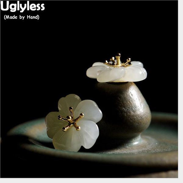 uglyless real 925 sterling silver natural white jade plum flower stud earrings handmade studs carved brincos fine jewelry bijoux, Golden;silver
uglyless real 925 sterling silver natural white jade plum flower stud earrings handmade studs carved brincos fine jewelry bijoux, Golden;silver