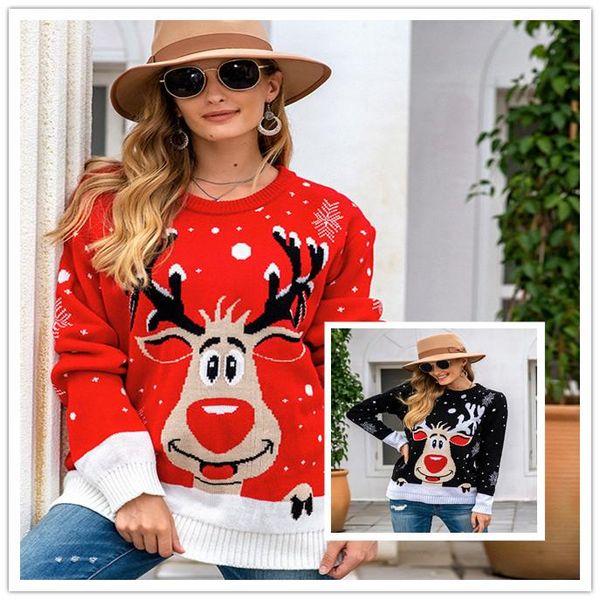 women christmas deer warm knitted long sleeve sweater jumper o-neck casual ugly blouse christmas sweater, White;black
women christmas deer warm knitted long sleeve sweater jumper o-neck casual ugly blouse christmas sweater, White;black