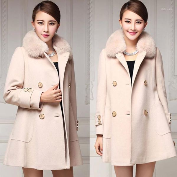 2020 new high-end fashion female wool coat with fur collar double-breasted slim office lady jacket thick solid oat 161, Black
2020 new high-end fashion female wool coat with fur collar double-breasted slim office lady jacket thick solid oat 161, Black