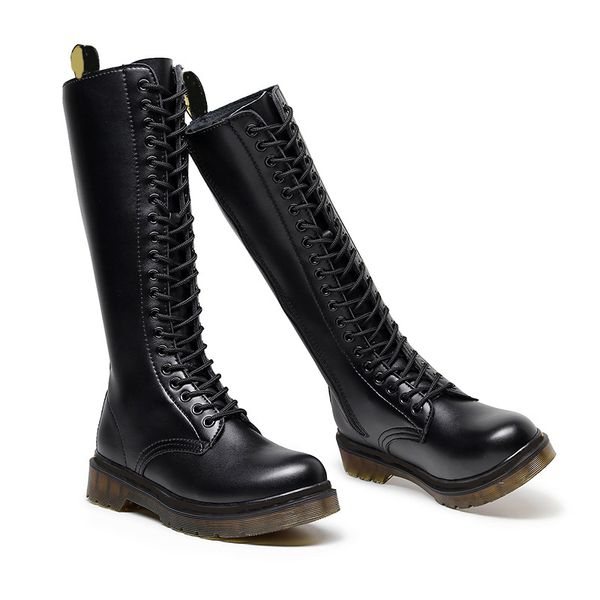 new designer martin knee high boots real leather side zipper black 20 holes lace-up winter women long motorcycle booties
new designer martin knee high boots real leather side zipper black 20 holes lace-up winter women long motorcycle booties