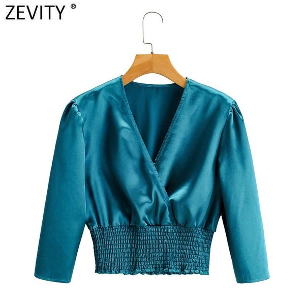 zevity 2021 new women cross v neck hem elastic satin smock blouse office lady three quarter sleeve shirt chic blusas ls7634, White
zevity 2021 new women cross v neck hem elastic satin smock blouse office lady three quarter sleeve shirt chic blusas ls7634, White