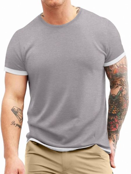men contrast trim tee y7pr#, White;black