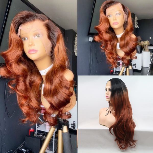 black roots heavy density 26 inches lace front wig natural ombre orange straight wavy heat resistant synthetic hair dark roots, Black;brown
black roots heavy density 26 inches lace front wig natural ombre orange straight wavy heat resistant synthetic hair dark roots, Black;brown