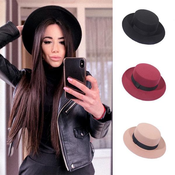 spring autumn wool boater flat hat for women's felt wide brim fedora hat jazz cap classic bowler gambler hat, Black;white
spring autumn wool boater flat hat for women's felt wide brim fedora hat jazz cap classic bowler gambler hat, Black;white