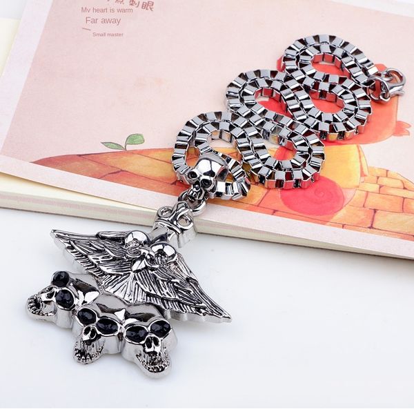 ghost cry necklace punk skull multi-head men's hip-hop jewelry hinge chain necklace, Silver
ghost cry necklace punk skull multi-head men's hip-hop jewelry hinge chain necklace, Silver