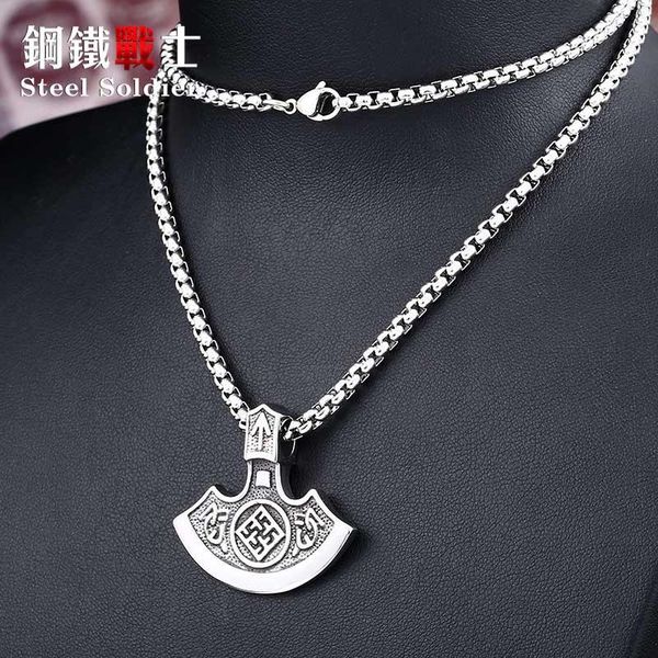 pendant necklaces steel soldier nordic viking necklace axe norse stainless men rune jewelry, Silver
pendant necklaces steel soldier nordic viking necklace axe norse stainless men rune jewelry, Silver