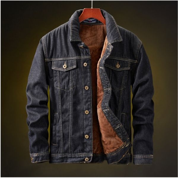 winter new men's denim jacket plush thickened warm cotton padded jacket korean slim trend large jacket, Black;brown 
winter new men's denim jacket plush thickened warm cotton padded jacket korean slim trend large jacket, Black;brown