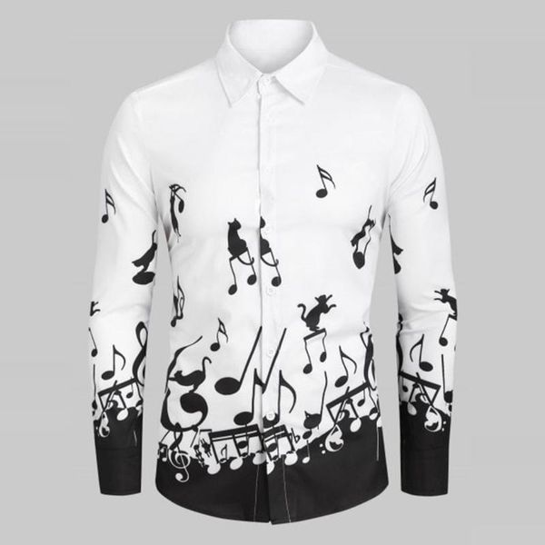 men's casual shirts halloween music symbol printed slim fit long-sleeved male blouse formal mens dress camisas masculina, White;black
men's casual shirts halloween music symbol printed slim fit long-sleeved male blouse formal mens dress camisas masculina, White;black