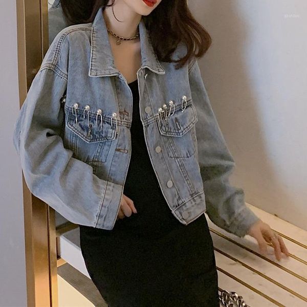 women's jackets 2021 autumn women's short denim jacket loose retro all-match long-sleeved outwear1, Black;brown
women's jackets 2021 autumn women's short denim jacket loose retro all-match long-sleeved outwear1, Black;brown