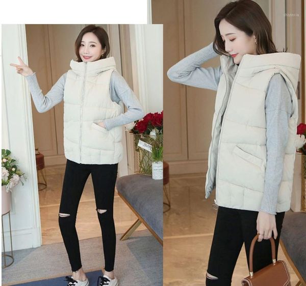 winter women cotton vest jacket sleeveless hooded coat short waistcoat outwear abrigos mujer invierno 2020 w8231, Black;white
winter women cotton vest jacket sleeveless hooded coat short waistcoat outwear abrigos mujer invierno 2020 w8231, Black;white