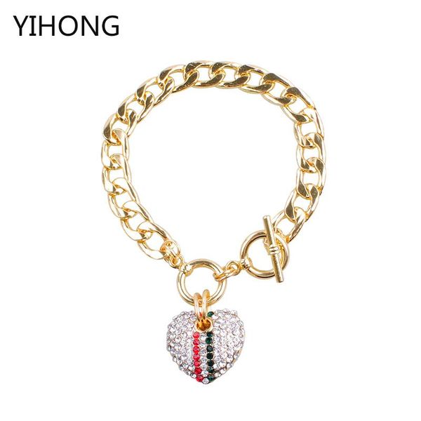 link, chain heart pendant bracelet with rhinestone gold color bangle love costume jewelry for fashion women, Black
link, chain heart pendant bracelet with rhinestone gold color bangle love costume jewelry for fashion women, Black
