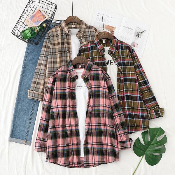 harajuku shirts retro british long-sleeved plaid shirt women's brushed shirt blouse spring autumn women coat bf style loose, White
harajuku shirts retro british long-sleeved plaid shirt women's brushed shirt blouse spring autumn women coat bf style loose, White