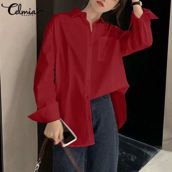 women's blouses & shirts fashion celmia women elegant office 2021 autumn long sleeve back split solid lapel loose casual plus size 5xl, White
women's blouses & shirts fashion celmia women elegant office 2021 autumn long sleeve back split solid lapel loose casual plus size 5xl, White