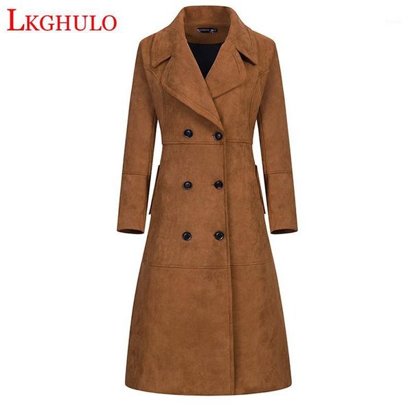 women's trench coats brand extra long suede coat for women 2021 fall/winter design plus size outwear office lady slim overcoat w3761, Tan;black
women's trench coats brand extra long suede coat for women 2021 fall/winter design plus size outwear office lady slim overcoat w3761, Tan;black