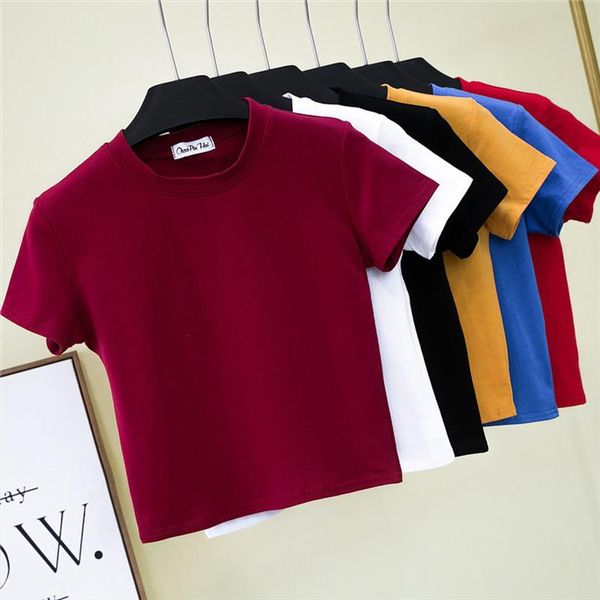 2020 summer crop women t shirt casual turtleneck tee shirt woman solid cotton t short sleeve tees slim shirt, White
2020 summer crop women t shirt casual turtleneck tee shirt woman solid cotton t short sleeve tees slim shirt, White