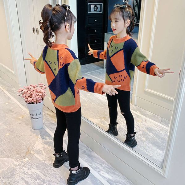 thickened fashion new children's girl's foreign winter color contrast elastic loose pullover sweater 4r7f, Blue
thickened fashion new children's girl's foreign winter color contrast elastic loose pullover sweater 4r7f, Blue