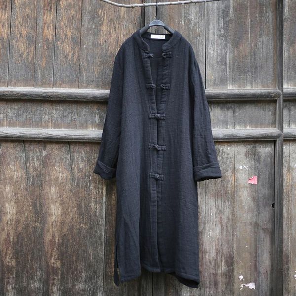 autumn cotton linen vintage women loose o-neck button solid color long section trench coats kg-996, Tan;black
autumn cotton linen vintage women loose o-neck button solid color long section trench coats kg-996, Tan;black