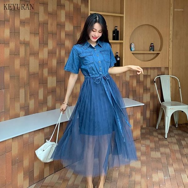 women summer fashion blue denim dress plus size mesh patchwork short sleeve tunic adjustable waist a-line jeans long dresses1, Black;gray
women summer fashion blue denim dress plus size mesh patchwork short sleeve tunic adjustable waist a-line jeans long dresses1, Black;gray