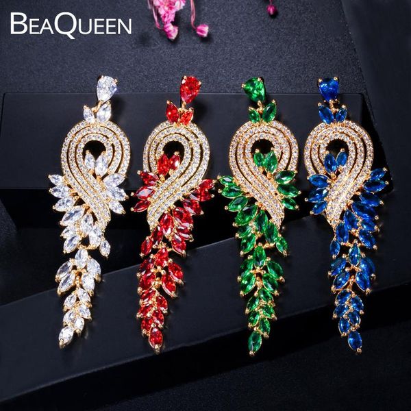 beaqueen elegant long dangle drop wedding earrings dubai gold color green blue red cz crystal leaf jewelry for women e032, Silver
beaqueen elegant long dangle drop wedding earrings dubai gold color green blue red cz crystal leaf jewelry for women e032, Silver