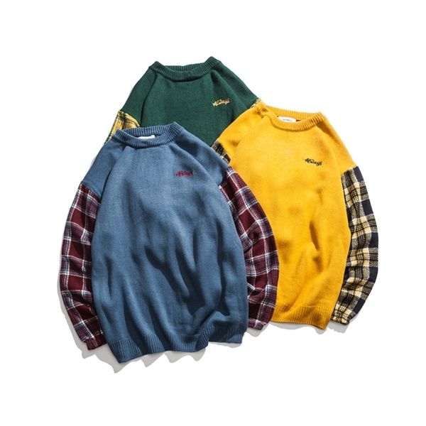 brand sweater 2019 plaid round neck pullover male loose casual men's yellow green blue men knitted q1113, White;black
brand sweater 2019 plaid round neck pullover male loose casual men's yellow green blue men knitted q1113, White;black