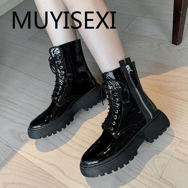 boots full grain leather round toe 4cm med heels cross-tied lace up metal zip handsome girl keep warm cozy ankle mmm16 muyisexi, Black
boots full grain leather round toe 4cm med heels cross-tied lace up metal zip handsome girl keep warm cozy ankle mmm16 muyisexi, Black